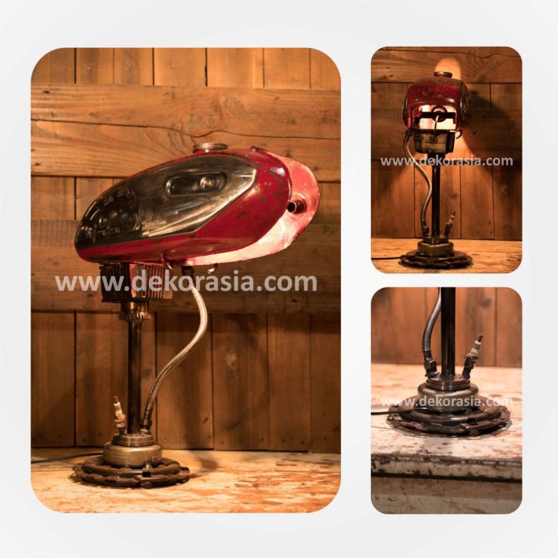 Steampunk Industrial Lamp | Motorcycle Tank Lamp | Vintage Motorcycle Lamp | Industrial lighting